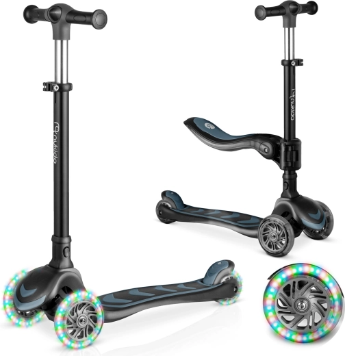 Patinete infantil de equilibrio de tres ruedas con asiento Nukido Flippo – negro