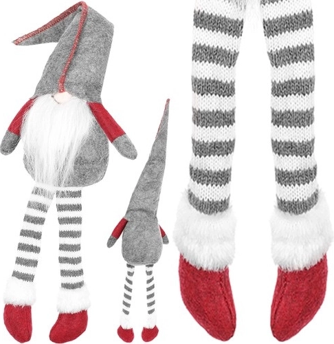 Gnomo sentado, decoración textil 50 cm – Gris