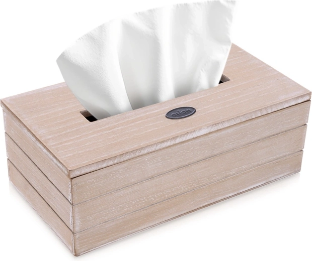 Caja beige para pañuelos de papel 25 × 13,5 × 9 cm