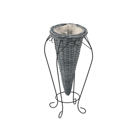 Cubremaceta de mimbre gris con patas de 20 × 54 cm