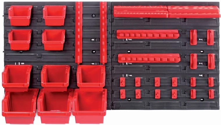 Panel colgante con 10 cajas y 22 soportes para herramientas ORDERLINE 800 × 165 × 400 mm