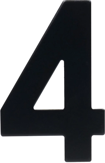 Número de casa 4, 95 mm, acero inoxidable, negro mate