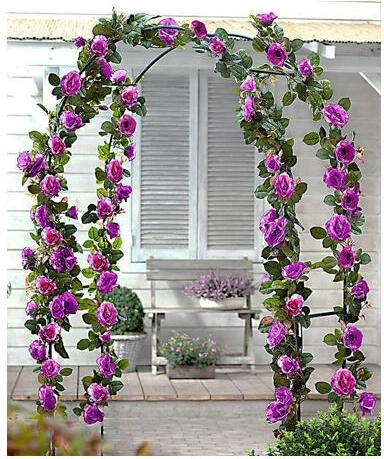 Soporte en arco para plantas trepadoras 240 × 140 × 37 cm, metálico, verde