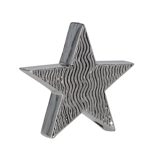 Decoración navideña plateada de pie en forma de estrella