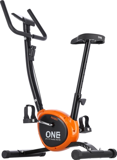 Bicicleta estática mecánica ONE FITNESS RW3011 negro-naranja