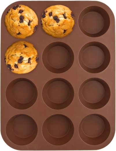 Molde de silicona para muffins marrón SILLINIE 12 uds
