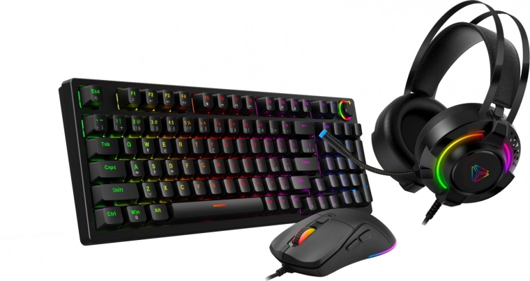 Set gaming prémium 3 en 1 ECLIPSE RGB: teclado mecánico, ratón y auriculares