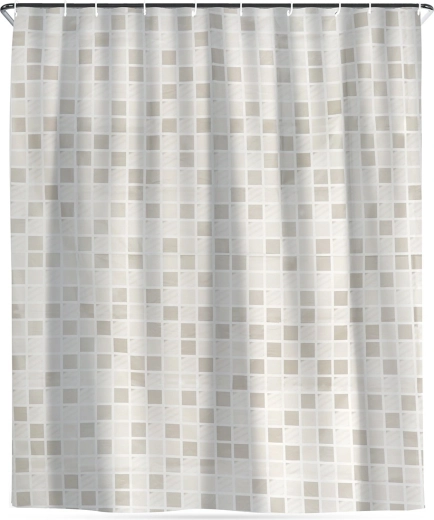 Cortina de ducha impermeable con ganchos, mosaico 180 × 180 cm