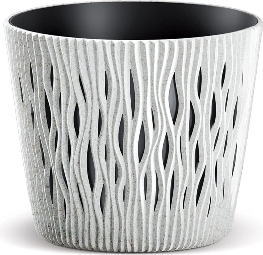 Maceta Sandy Round Eco Wood 15,8 cm – blanca