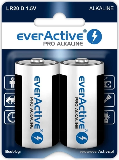 Pilas alcalinas D (LR20) everActive, blíster 2 uds.
