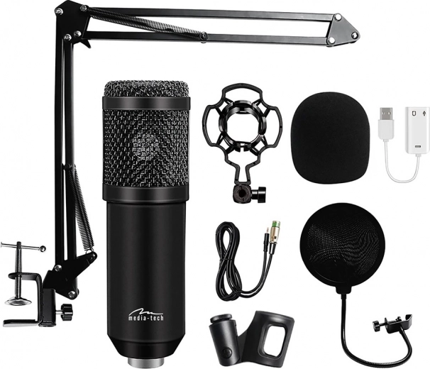 Micrófono de estudio con accesorios Media-Tech