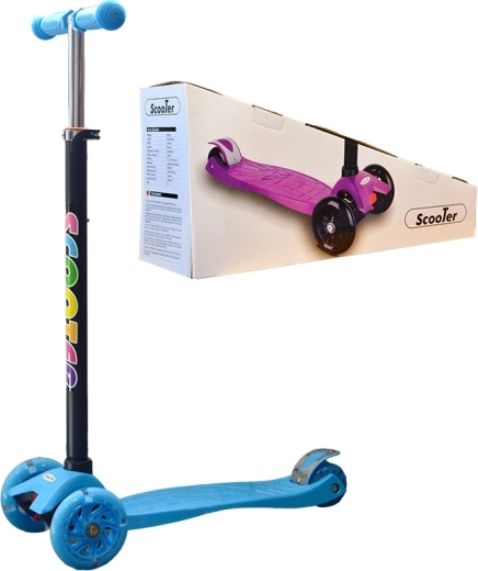 Patinete infantil de tres ruedas con ruedas luminosas – azul