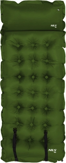 Colchoneta autoinflable NILS Camp con almohada, verde oscuro