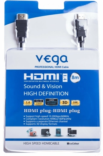 Cable HDMI 8 m 10,2 Gb/s negro Vega