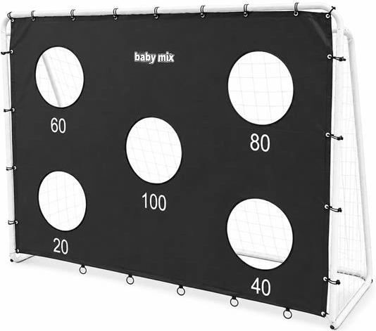 Portería de fútbol Baby Mix con lona de entrenamiento negra