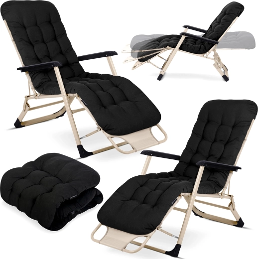 Tumbonas de jardín plegables con acolchado SOFOTEL ChillWell, set de 2 uds., negro