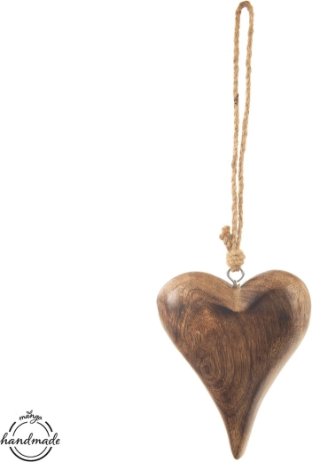 Corazón de madera colgante de madera de mango