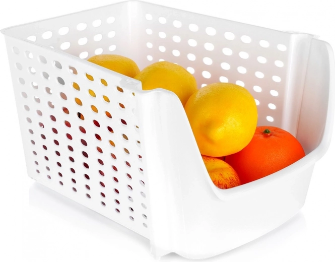 Cesta blanca perforada para fruta y verdura 29 × 21 × 16 cm