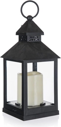 Linterna solar LED negra 10 × 10 × 23 cm