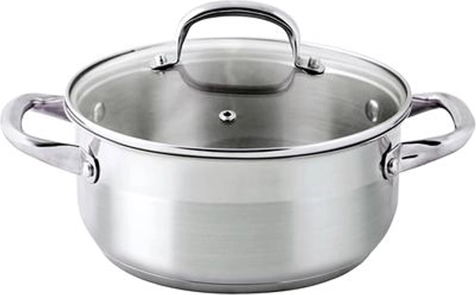 Cazo de acero inoxidable con tapa de cristal 1,4 l, diámetro 16 cm
