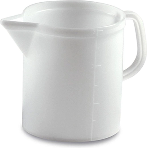 Jarra medidora de plástico de 2 l con escala – blanca