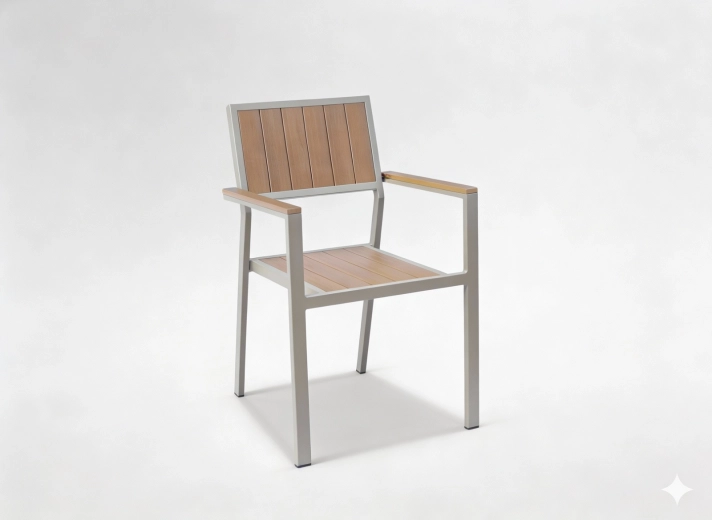 Silla de jardín de aluminio beige 55 × 57 × 84 cm