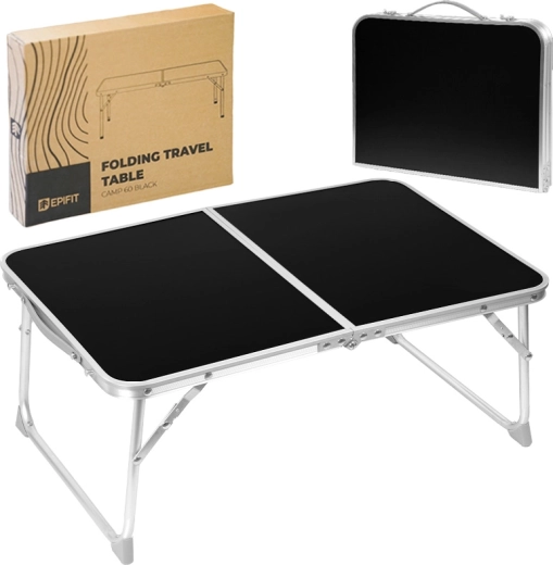 Mesa turística plegable baja Camp 60 negra
