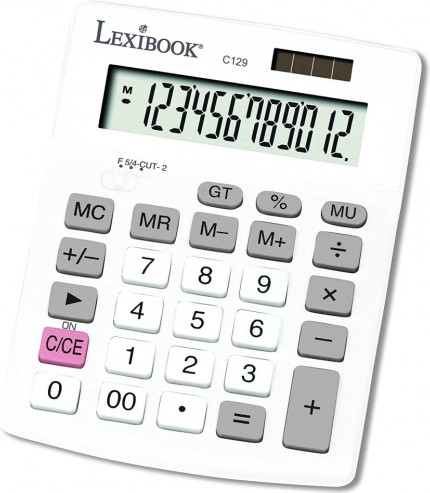 Calculadora de bolsillo Lexibook de 12 dígitos con alimentación solar y batería