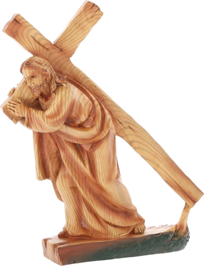 Estatua de Jesús cargando la cruz de poliresina 23 × 7 × 28,5 cm