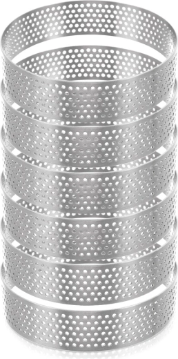 Aros perforados de acero inoxidable para tartaletas 8 cm, juego de 6 unidades