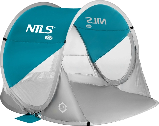 Tienda de playa auto-plegable NILS Camp azul verdosa