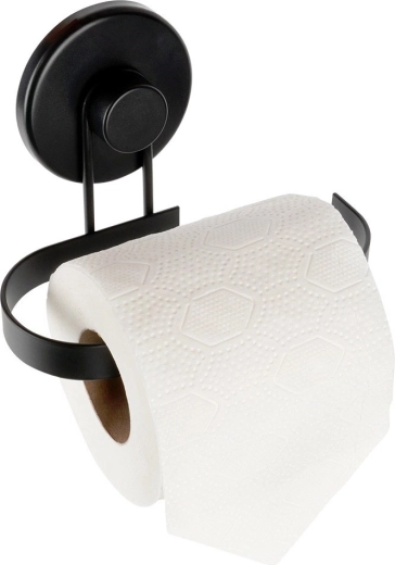 Portarrollos de papel higiénico metálico con ventosa – negro