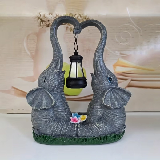 Lamparita solar de jardín – figura de elefantes con farol LED
