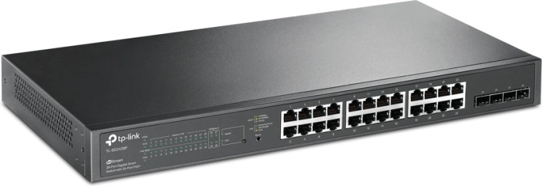 Switch TP-Link JetStream de 28 puertos gigabit PoE+ con 4 SFP