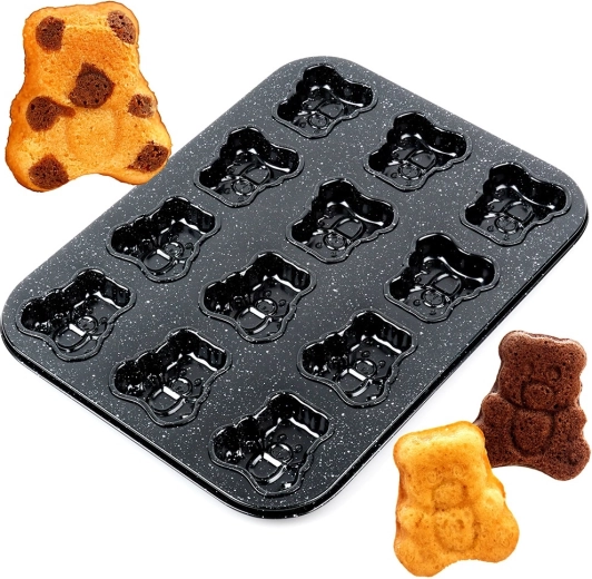 Molde granítico para galletas y muffins con forma de ositos 35 × 26,5 cm