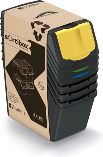 Juego de cubos de clasificación Sortibox 4×20 l – cubos de basura apilables