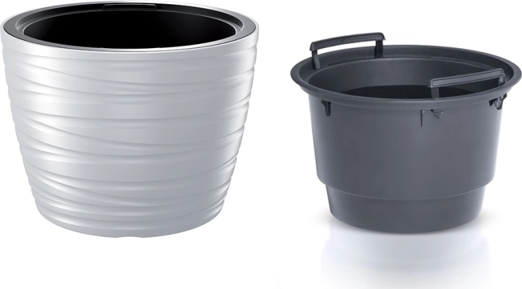 Maceta baja con inserto MAZE 37,5 cm – blanca