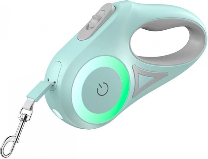 Correa LED automática para mascotas - Verde, 3 m