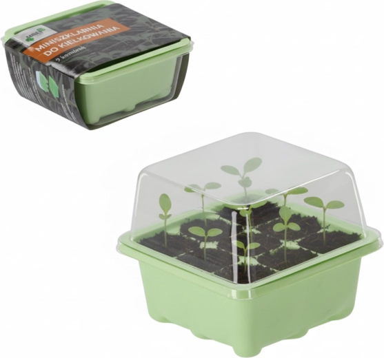 Mini invernadero para germinación con 9 celdas