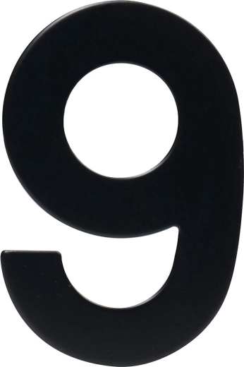 Número de casa 9, 95 mm, acero inoxidable, negro mate