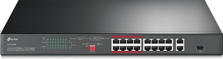 Switch PoE+ TP-Link TL-SL1218P 16× Fast Ethernet, 2× Gigabit, 1× SFP