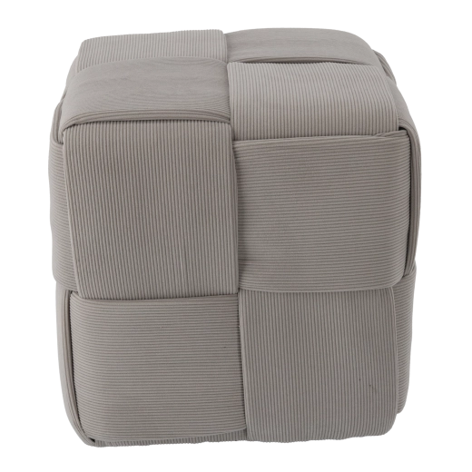 Puf tejido en forma de cubo gris claro de 43 × 43 × 43 cm