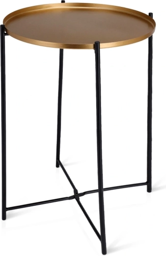 Mesa auxiliar redonda de metal dorada 35 × 47 cm