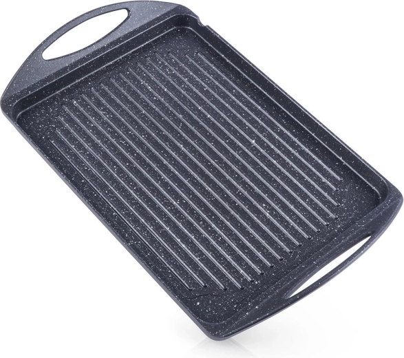 Plancha grill GRANDE 42 × 27 cm con revestimiento antiadherente efecto granito