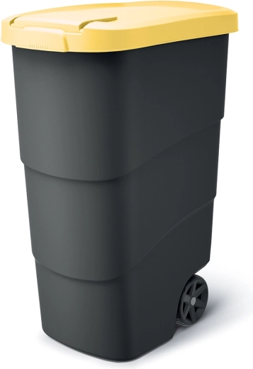 Contenedor de jardín para residuos WHEELER 90 l, antracita con tapa amarilla