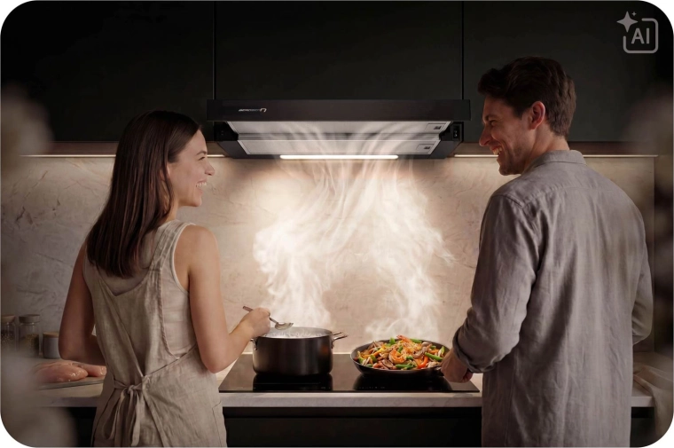 Iluminación LED y aire más limpio al cocinar