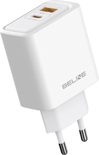Cargador de red Beline GaN de 45 W con USB-A y USB-C, blanco
