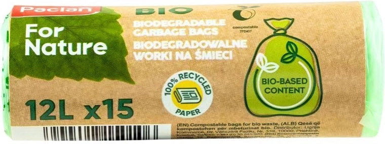 Bolsas compostables para residuos orgánicos 12 l, 15 uds.