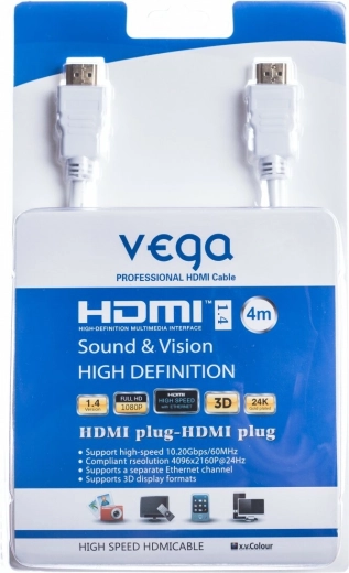 Cable HDMI 4 m 10,2 Gb/s blanco VEGA