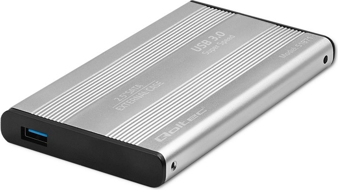 Caja externa de aluminio para SSD/HDD SATA de 2,5", USB 3.0, plateada